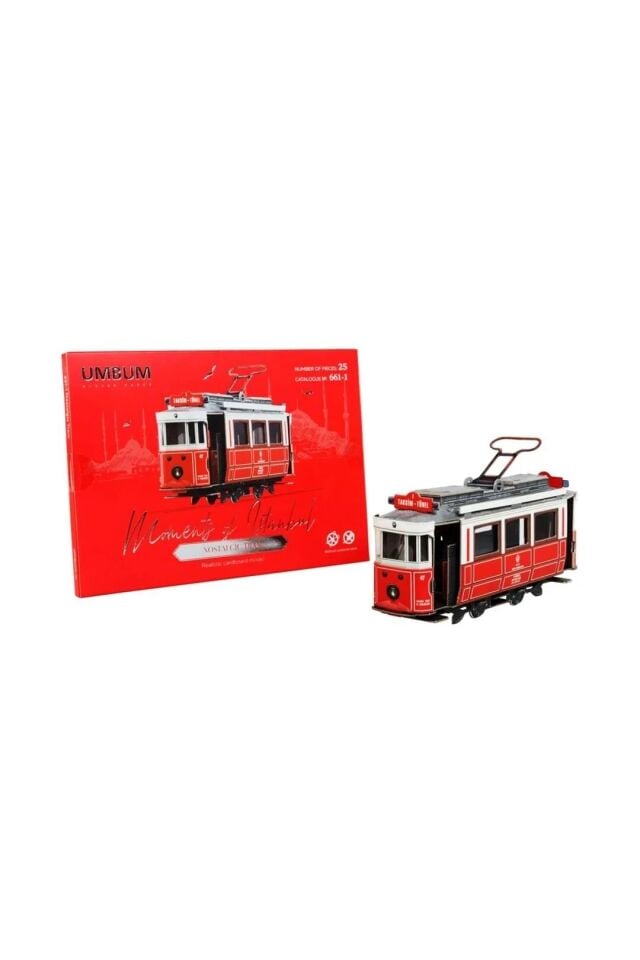 Umbum Nostaljik Tren (KIRMIZI KUTU) 3d Karton Puzzle Yapboz